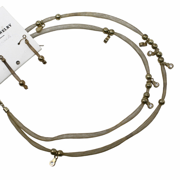 Vintage Youai Mesh Cord Necklace and Pierced Dangle Earring Set on Card -Hey Viv - Picture 3 of 7